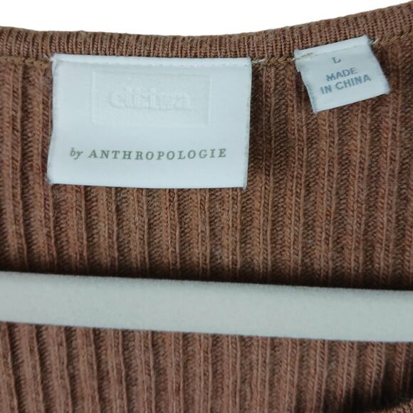 Ett:twa By Anthropologie SZ L Amrita Merino Blend V-Neck Long Ribbed Sweater - Picture 4 of 8